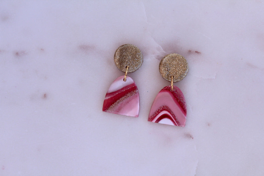 Pink and White Marble Athena Dangle 2